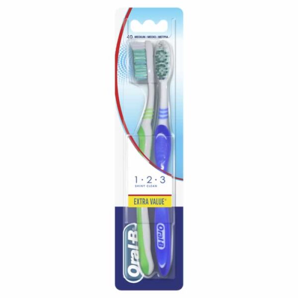Oral-B Shiny Clean Toothbrush Medium 2 Units